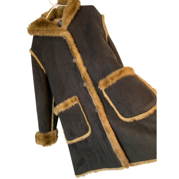 VTG 90s Rare Dennis Basso Reversible Faux Fur Suede Parka Coat Hood RR10730 Mid - Picture 2 of 15